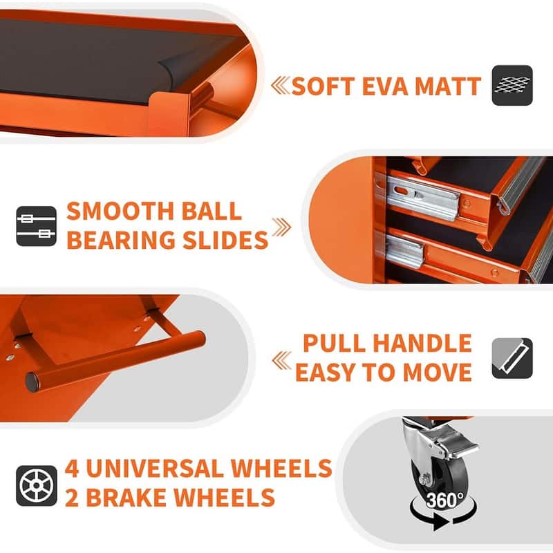 4-Drawer Rolling Tool Cart Storage Tool Box Cabinet Locked Organizer