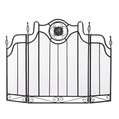 30.5" Black Tuscan Curve Folding Fireplace Screen