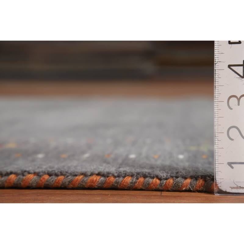 Hand Knotted Oriental 100% Wool Carpet Tribal Tribal Greys & Charcoal Gabbeh Area Rug - 5' 9'' X 4' 0''