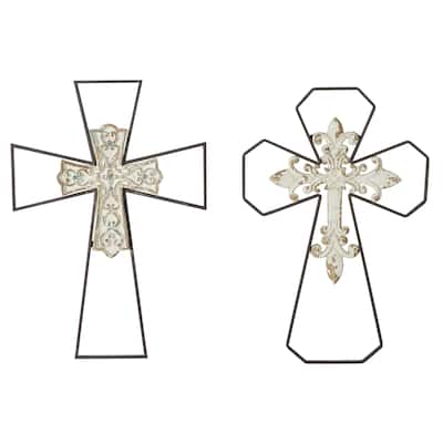 Black Iron Traditional Wall Decor Religious and spiritual (Set of 2)