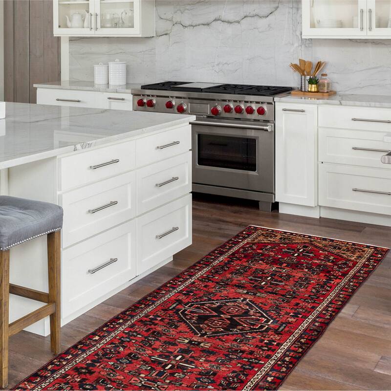 ECARPETGALLERY Hand-knotted Andelz Red Wool Rug - 3'1 x 10'1