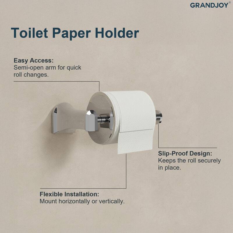 GRANDJOY 4-Piece Stainless Steel Bathroom Hardware Set with Wall Mount Double Towel Bar