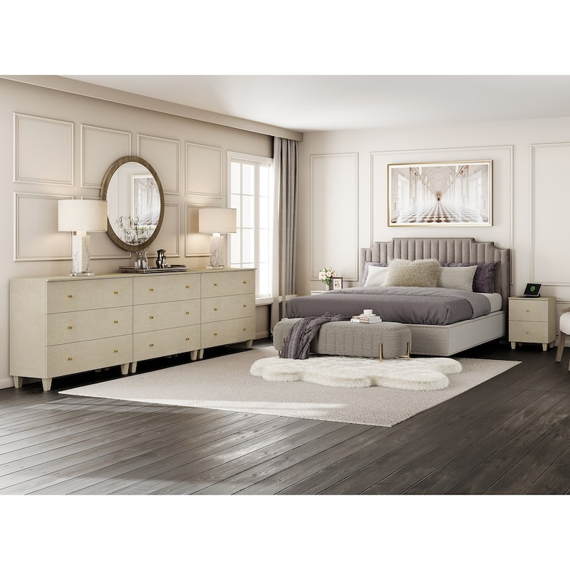 WAMPAT 9-Drawer Wide Dresser and Nightstands Set of 3 for Bedroom