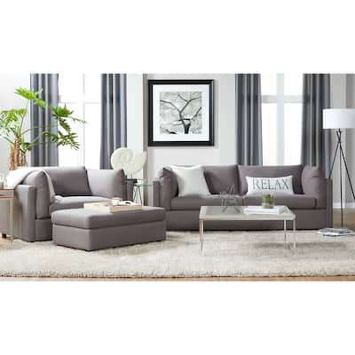 Roundhill Furniture Enda Pillow Back Fabric 3-Piece Sofa and Cuddler Chair Set