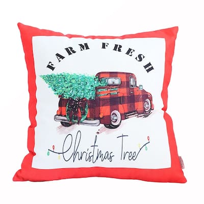 Christmas Truck Square Printed Throw Pillow Covers