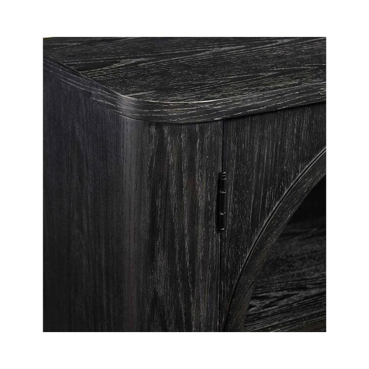 Modern, Contemporary Wood 80" Console with glass doors, TV Stand, Accent Cabinet, Fully Assembled, Black - 80"W x 32"H x 15"D