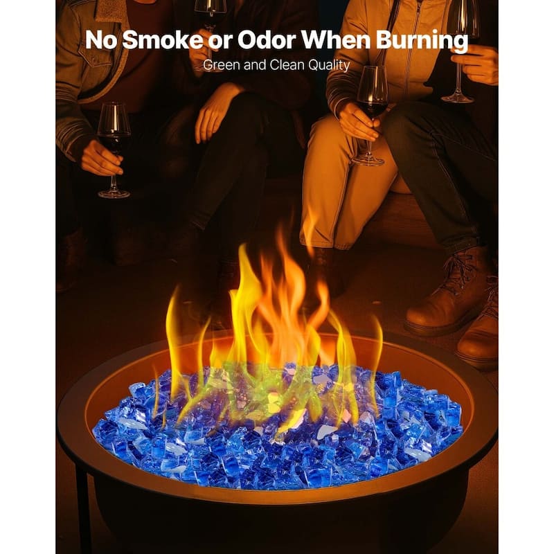 Cobalt Blue Tempered Crushed Glass Fire Pit Glass Rocks 10 lbs. Heatproof - 1/2 inch