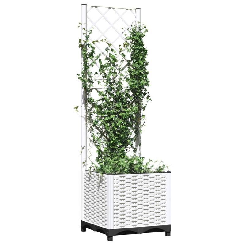 vidaXL Garden Planter White PP (polypropylene) 15.7 x 15.7 x 53.5 in - 15.7 x 15.7 x 53.5 in