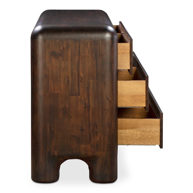 NADAAL STUDIOS Zanric Dresser, Six Drawer Acacia Wood with Soft-Close Glides and Chunky Legs, Dark Brown
