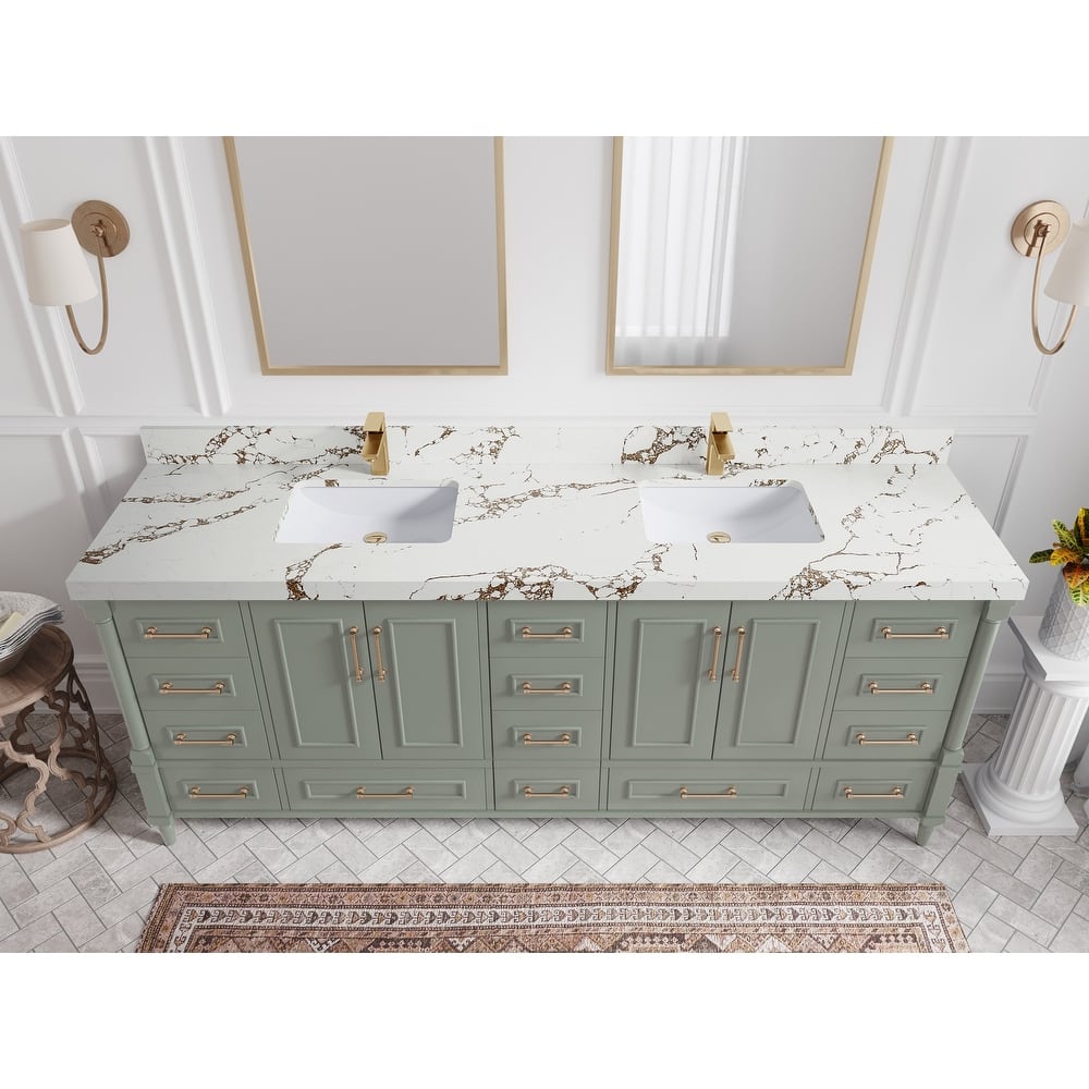 Willow Collections 84 in. W x 22 in. D Aberdeen Double Bowl Sink Bathroom Vanity with Countertop