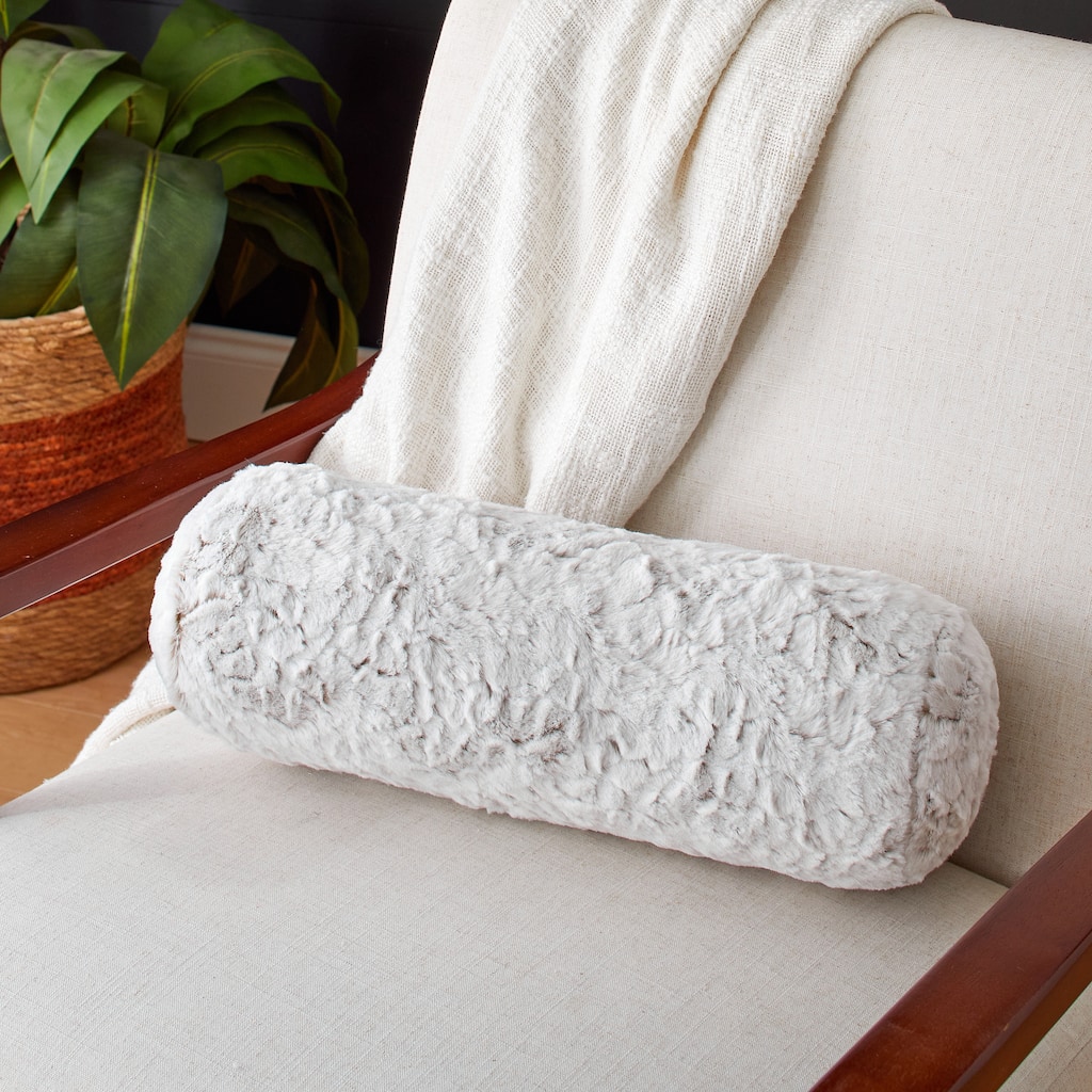 Sorra Home Faux Fur Indoor Long Bolster Pillow