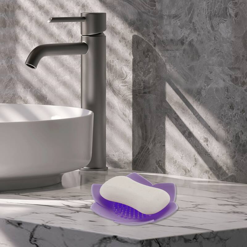 Waterproof Flower Soap Holder for Bathroom 5.31"x5.12"x1.38" 1 Pc - Purple