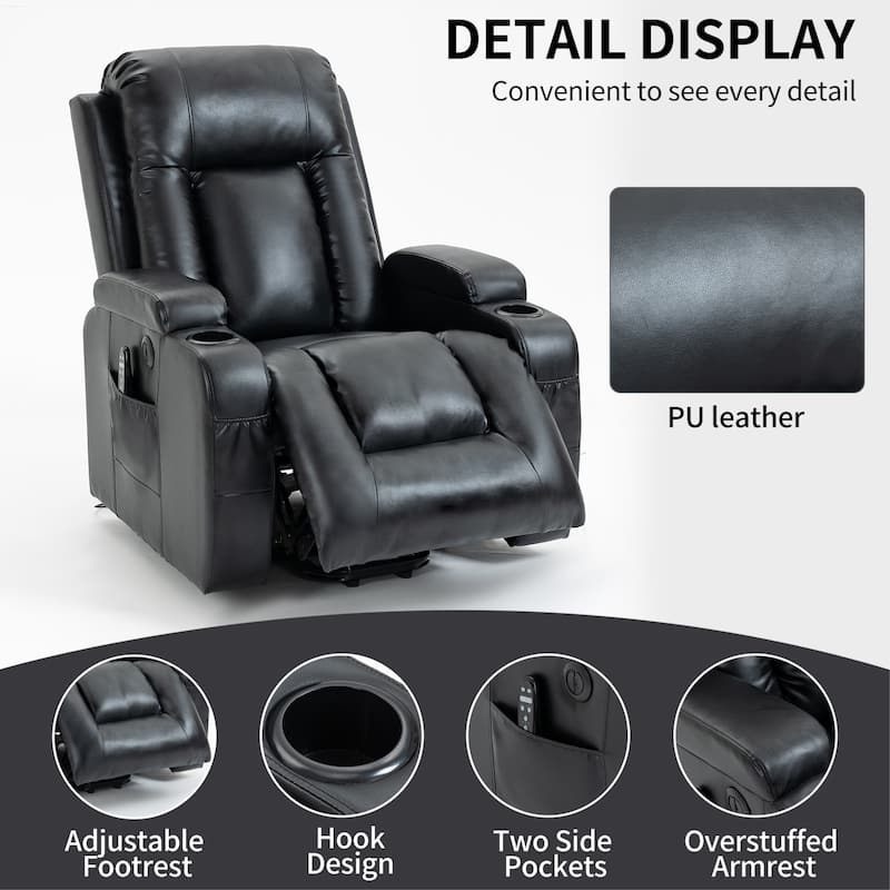 Position Up to 350 LBS Power Lift Recliner Chair for Elderly,with 8-Point Vibration Massage and Lumbar Heating,USB Charging Port