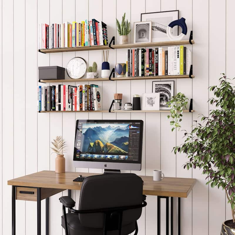 60 inch Large, Book Shelves for Living Room, Wooden Book Shelves, Shelf for Wall Decor, Burnt