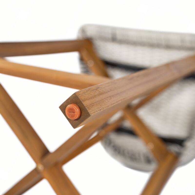 Outdoor Bar Stool, Wood with Wicker, Set of 2