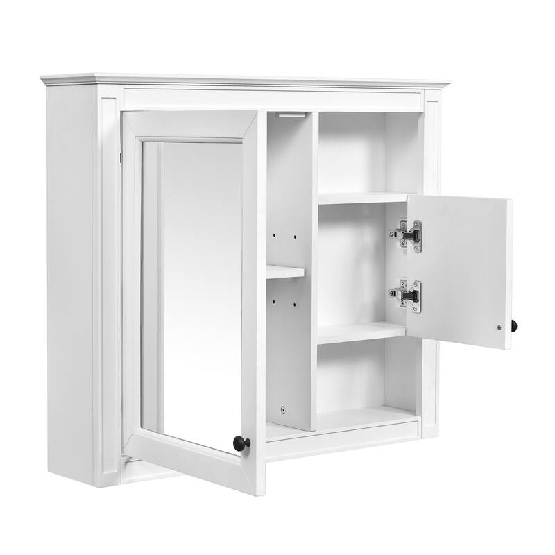 GDFStudio - Wellston Modern Wall-Mounted Bathroom Storage Cabinet with Mirror and Adjustable Shelves - 32"W