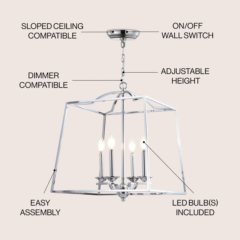Virginia 14.5" 3-light Metal LED Pendant, Chrome by JONATHAN Y
