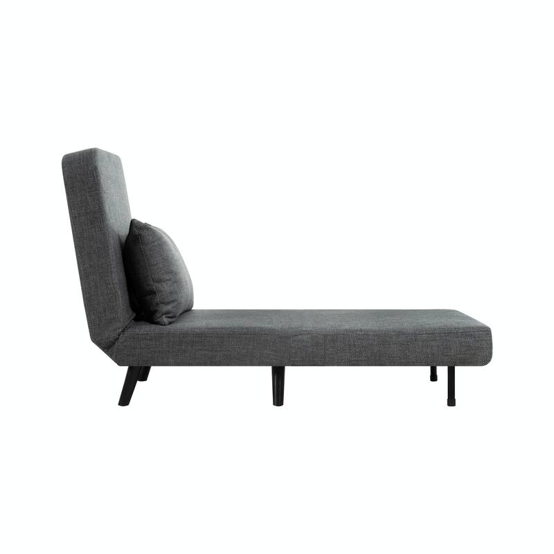 3 in 1 Foldable Linen Chaise Lounge with Adjustable Backrest, Footrest & Detachable Pillow