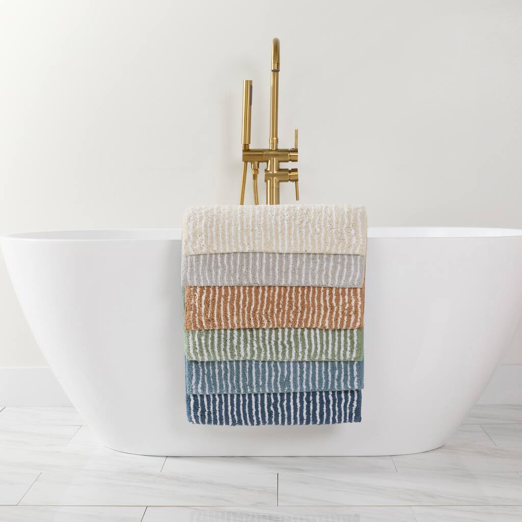 Becky Cameron 100% Cotton Pinstripe Patterned Bath Mat