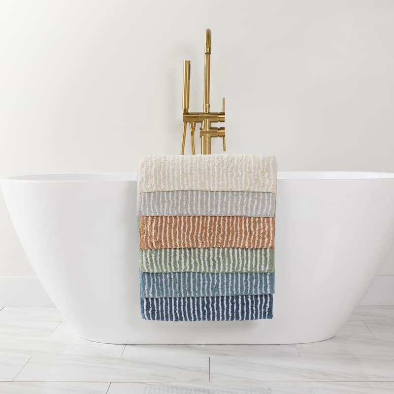 Becky Cameron 100% Cotton Pinstripe Patterned Bath Mat