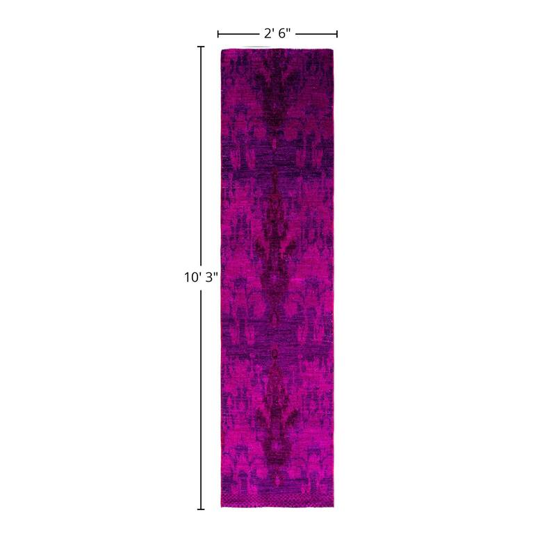 Modern One-of-a-Kind Hand-Knotted Runner Rug - Pink, 2' 6" x 10' 3" - 2' 6" x 10' 3"