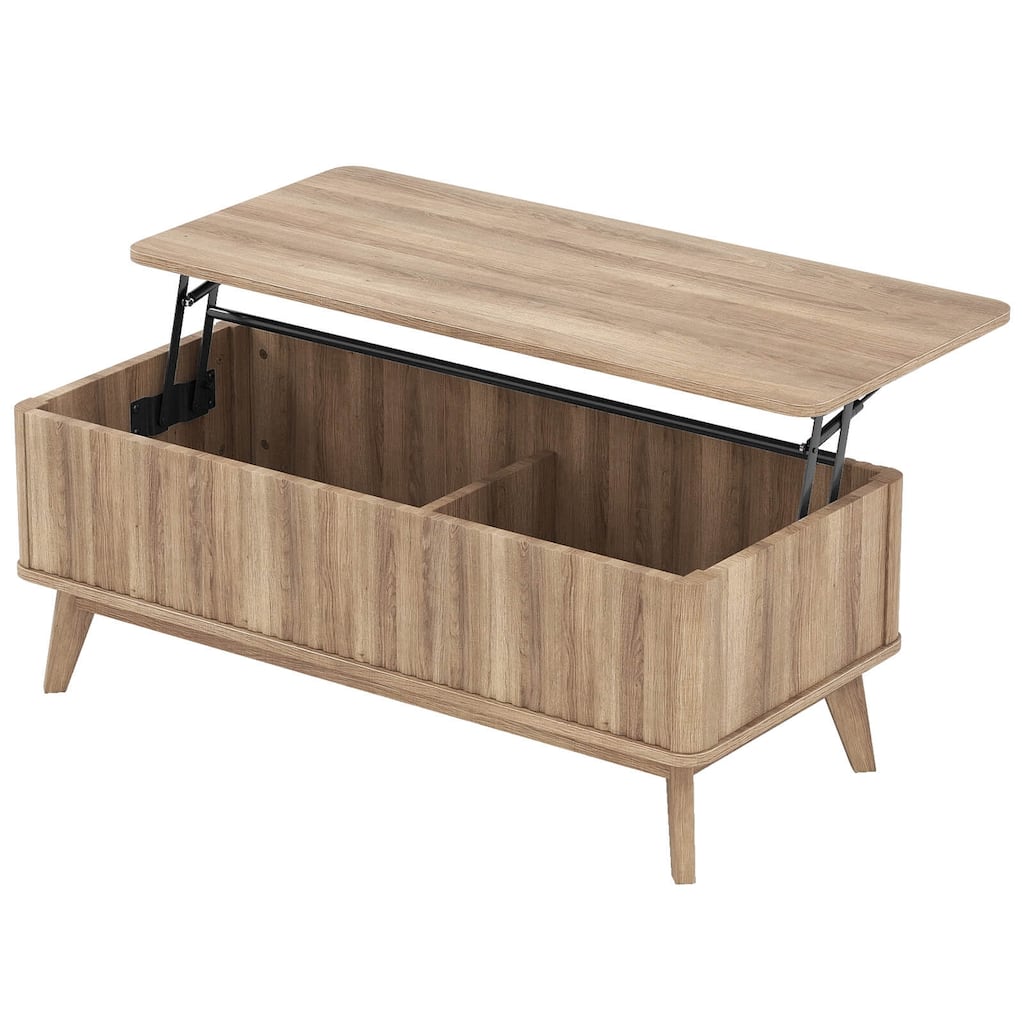 Gymax 43.5'' Fluted Lift Top Coffee Table w/Lift Tabletop Hidden