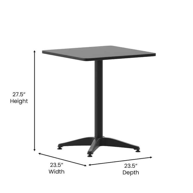 23.5" Square Aluminum Smooth Top Indoor-Outdoor Table with Base