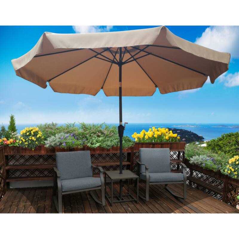 10 ft Patio Umbrella Market Table Round Umbrella Outdoor Garden with Crank and Push Button Tilt