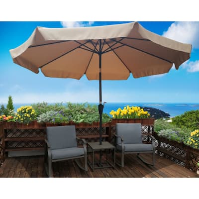 10 ft Patio Umbrella Market Table Round Umbrella Outdoor Garden with Crank and Push Button Tilt