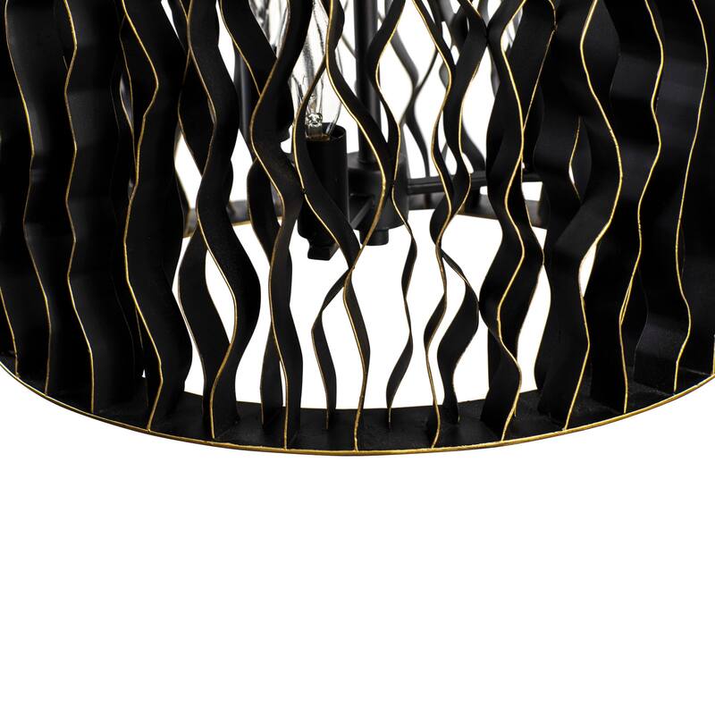 Varaluz Estela 6-Light Pendant - Matte Black/French Gold