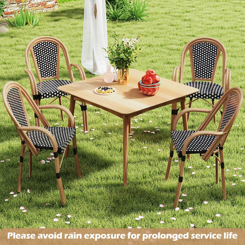 Gymax Outdoor French Bistro Chairs 4 PCS w/ Armrests Galvanized Metal