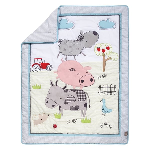 slide 2 of 7, Trend Lab Farm Stack 4-piece Crib Bedding Set