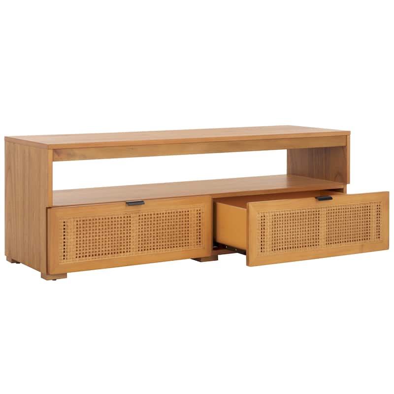 SAFAVIEH Theon 2-Drawer 1-Shelf Entertainment Media Stand (Fits up to 55" Flatscreen TV) - 47.5 in. x 15.5 in. x 17 in.