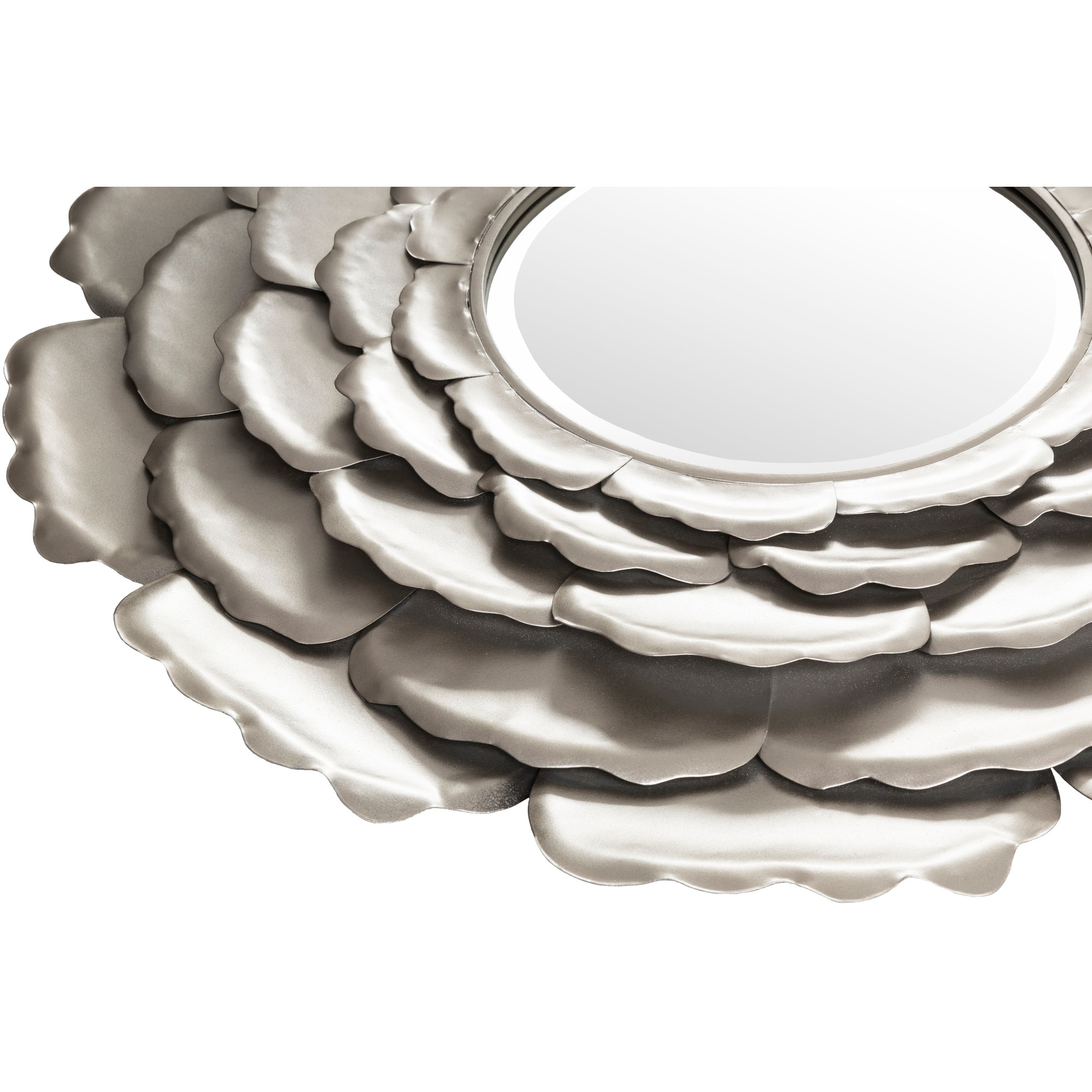 Molly Champagne Silver Flower Round Accent Mirror 32 X 32 32 X 32 Overstock 10595446