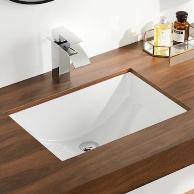 DeerValley Ally Vitreous China Undermount Bathroom Sink with Overflow