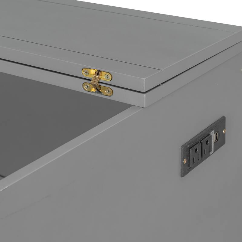 Queen Size Wall Bed with Drawers, USB Ports, and Pulley Design, Gray