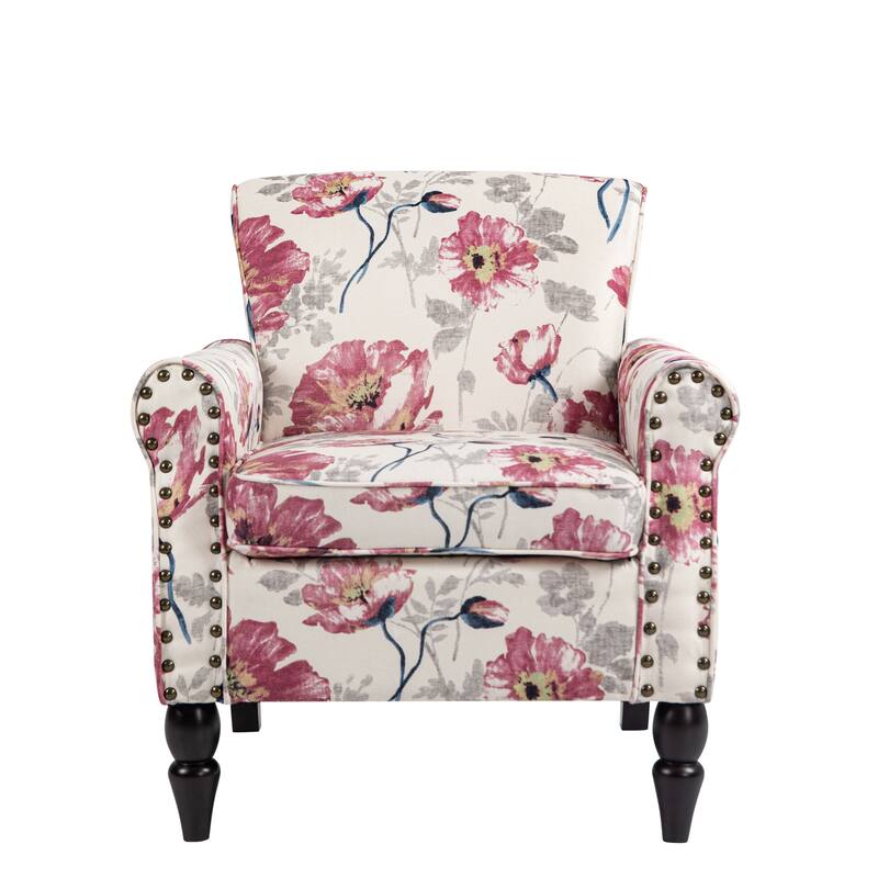 Modern Upholstered Armchair Nailhead Trim Accent Chair