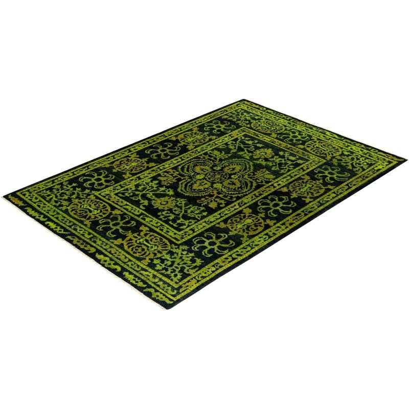 Overdyed, One-of-a-Kind Hand-Knotted Area Rug - Black - 6' 4" x 9' 1"