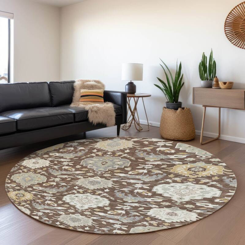 Premium Washable Super Soft Traditional Majestic Mayfield Rug - Brown - 8' x 8'