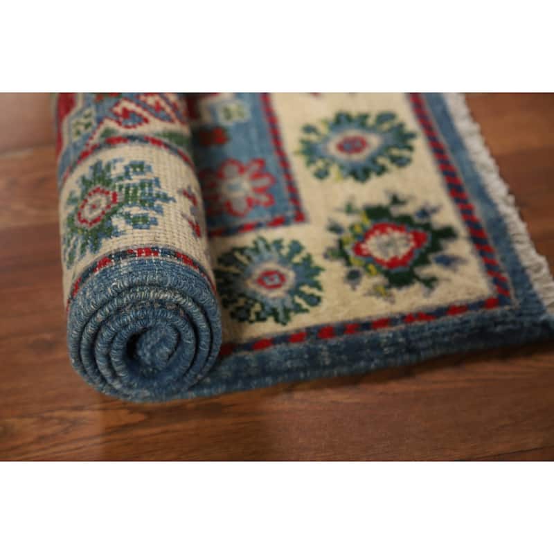 Blue Kazak Oriental Foyer Rug Handmade Wool Carpet - 2'0" x 3'0"
