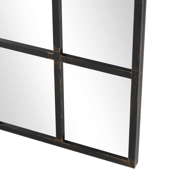 Metal Window Pane Inspired Grid Room Wall Mirror - Copper, Brown, Black - Roche River Decor