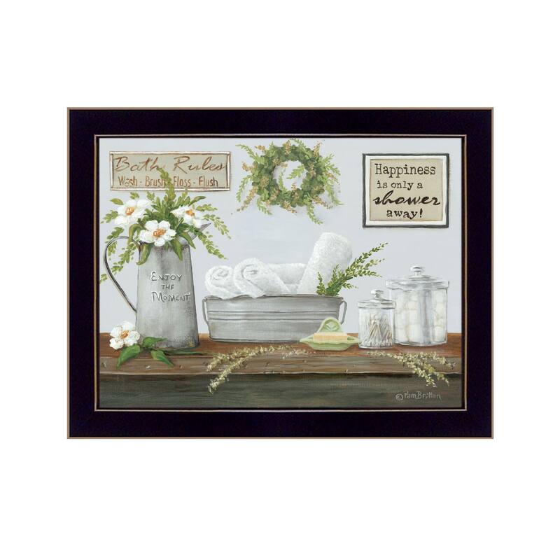 TrendyDecor4U Contemporary "Fresh Towels" Framed Print Wall Art - Black