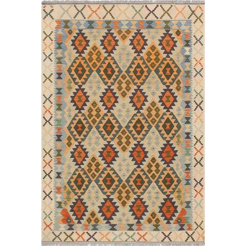 Shabby Chic Turkish Kilim Ada Hand Woven Area Rug - 5'1" x 6'6"