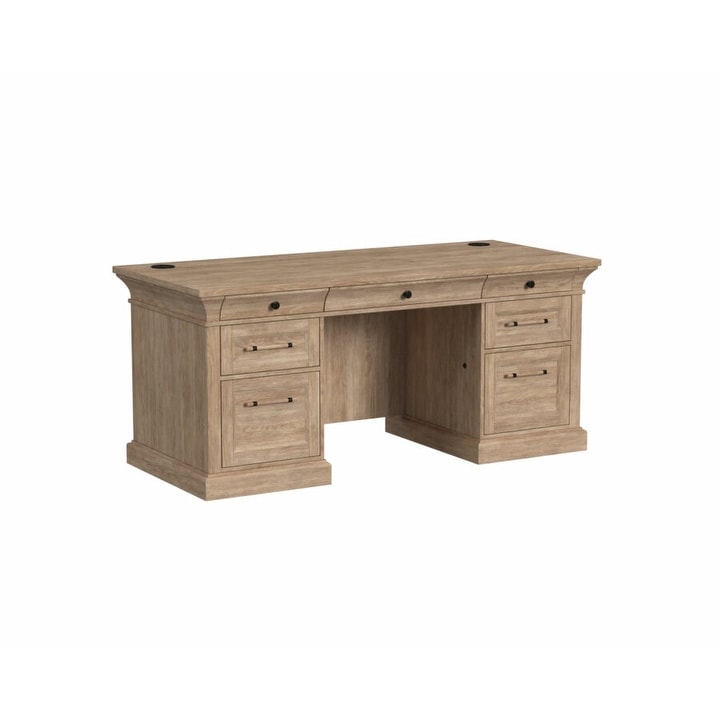 Traditional Wood Double Pedestal Desk, Executive Desk, Office Table, Fully Assembled, Black