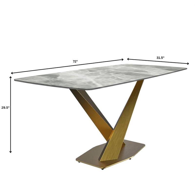 Voren Dining Table with Rectangular Top and Stainless Steel Base
