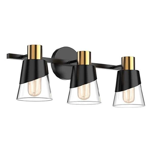 3 Lights brass bathroom light fixtures Gold wall mirror with lights