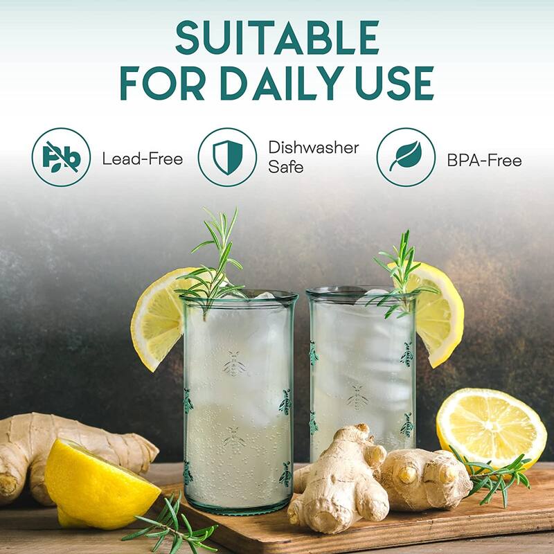 Amici Home Set of 6 Italian Recycled Green Regina Hiball Glasses - 18 Oz