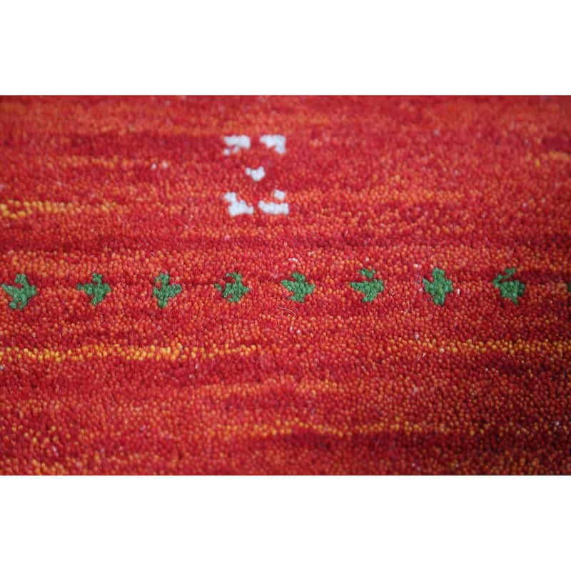 Modern Tribal Gabbeh Indian Rug Handmade Orange Wool Carpet - 4'6" x 6'4"