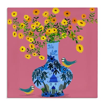 Stupell Ornate Vase with Daisies Canvas Wall Art Design By Kay Widdowson