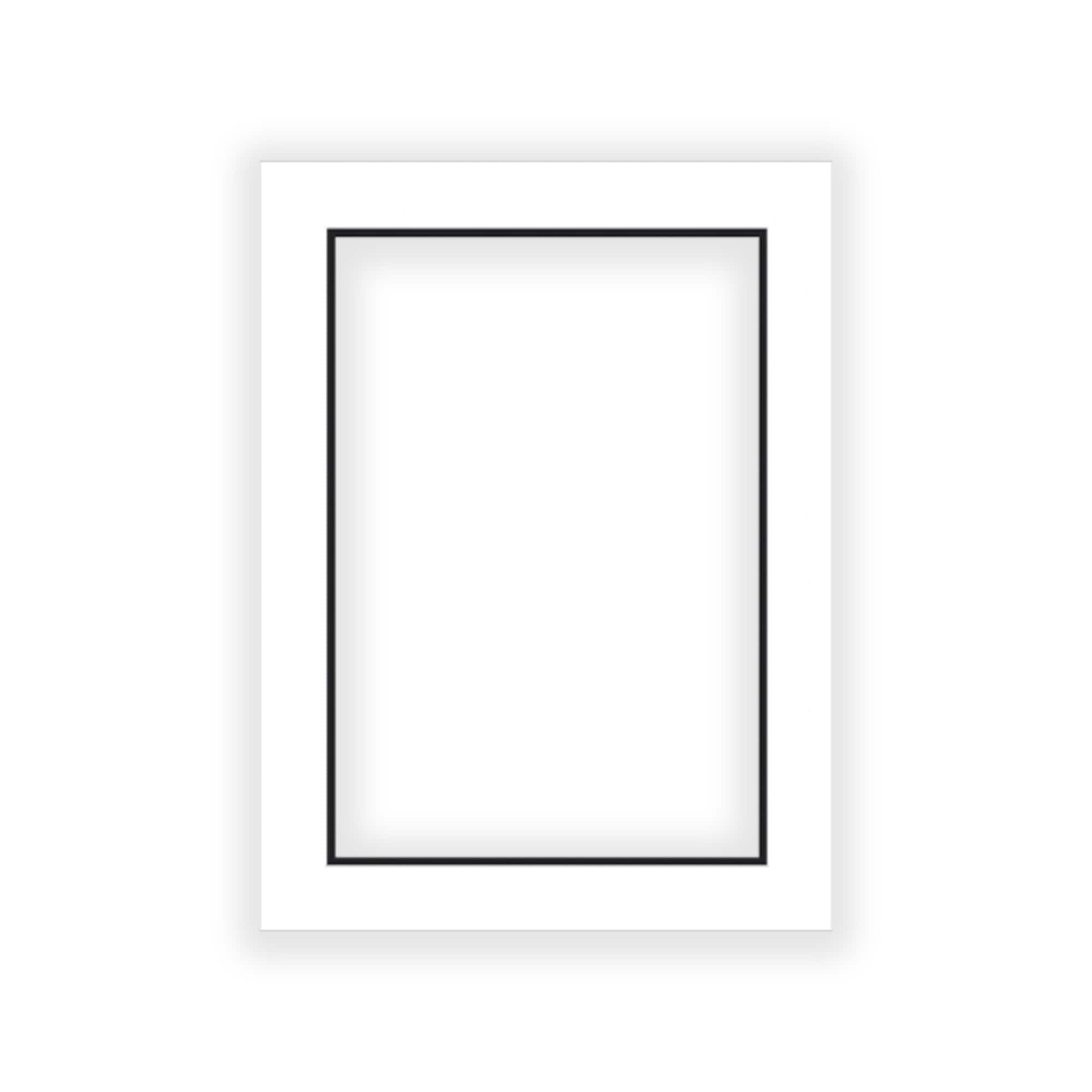 8x10 Mat for 6x8 Photo - White on Black Double Mat Matboard for Frames Measuring 8 x 10 in - to Display Art Measuring 6 x 8 in